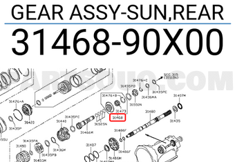 Nissan 3146890X00 GEAR ASSY-SUN,REAR