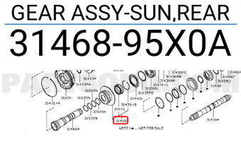 Nissan 3146895X0A GEAR ASSY-SUN,REAR