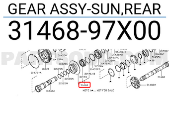 Nissan 3146897X00 GEAR ASSY-SUN,REAR