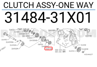 Nissan 3148431X01 CLUTCH ASSY-ONE WAY