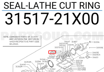 Nissan 3151721X00 SEAL-LATHE CUT RING