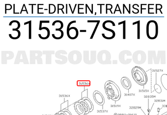 Nissan 315367S110 PLATE-DRIVEN,TRANSFER