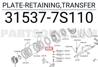 Nissan 315377S110 PLATE-RETAINING,TRANSFER