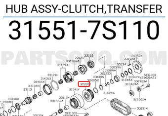 Nissan 315517S110 HUB ASSY-CLUTCH,TRANSFER