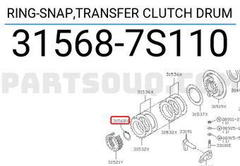 Nissan 315687S110 RING-SNAP,TRANSFER CLUTCH DRUM