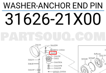 Nissan 3162621X00 WASHER-ANCHOR END PIN