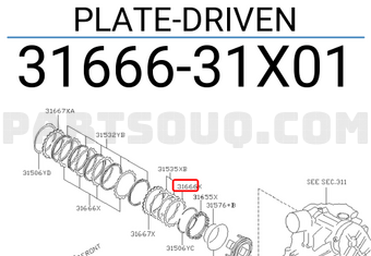 Nissan 3166631X01 PLATE-DRIVEN