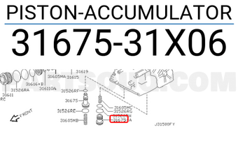Nissan 3167531X06 PISTON-ACCUMULATOR