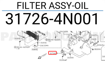 Nissan 317264N001 FILTER ASSY-OIL