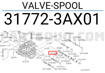 Nissan 317723AX01 VALVE-SPOOL