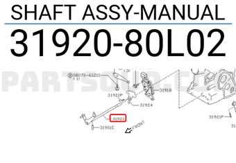 Nissan 3192080L02 SHAFT ASSY-MANUAL