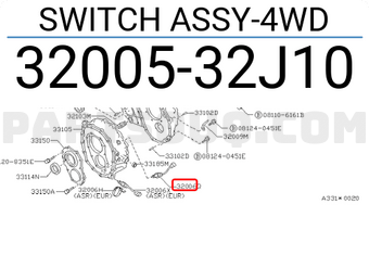 Nissan 3200532J10 SWITCH ASSY-4WD