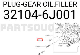 Nissan 321046J001 PLUG-GEAR OIL,FILLER