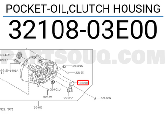 Nissan 3210803E00 POCKET-OIL,CLUTCH HOUSING