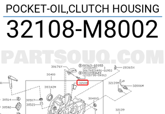 Nissan 32108M8002 POCKET-OIL,CLUTCH HOUSING