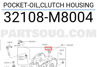 Nissan 32108M8004 POCKET-OIL,CLUTCH HOUSING