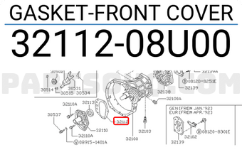 Nissan 3211208U00 GASKET-FRONT COVER