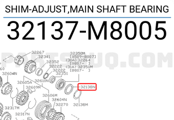 Nissan 32137M8005 SHIM-ADJUST,MAIN SHAFT BEARING