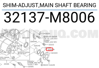 Nissan 32137M8006 SHIM-ADJUST,MAIN SHAFT BEARING