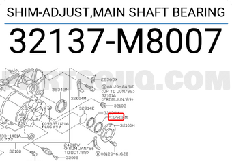 Nissan 32137M8007 SHIM-ADJUST,MAIN SHAFT BEARING