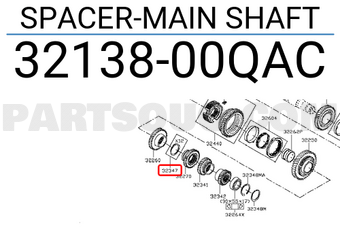 Nissan 3213800QAC SPACER-MAIN SHAFT