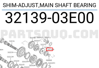 Nissan 3213903E00 SHIM-ADJUST,MAIN SHAFT BEARING