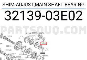 Nissan 3213903E02 SHIM-ADJUST,MAIN SHAFT BEARING