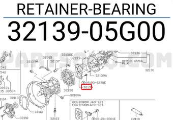 Nissan 3213905G00 RETAINER-BEARING