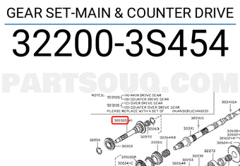 Nissan 322003S454 GEAR SET-MAIN & COUNTER DRIVE