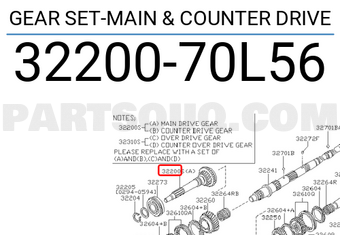 Nissan 3220070L56 GEAR SET-MAIN & COUNTER DRIVE