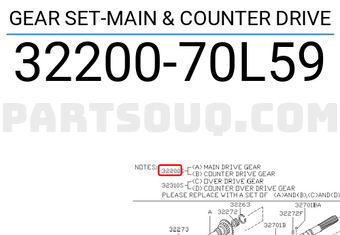 Nissan 3220070L59 GEAR SET-MAIN & COUNTER DRIVE