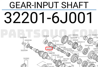 Nissan 322016J001 GEAR-INPUT SHAFT