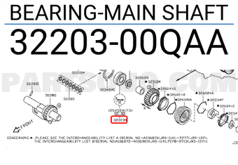 Nissan 3220300QAA BEARING-MAIN SHAFT