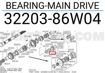 Nissan 3220386W04 BEARING-MAIN DRIVE