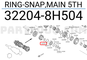 Nissan 322048H504 RING-SNAP,MAIN 5TH