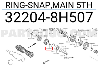 Nissan 322048H507 RING-SNAP,MAIN 5TH
