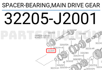Nissan 32205J2001 SPACER-BEARING,MAIN DRIVE GEAR