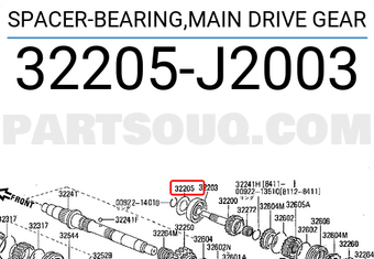 Nissan 32205J2003 SPACER-BEARING,MAIN DRIVE GEAR
