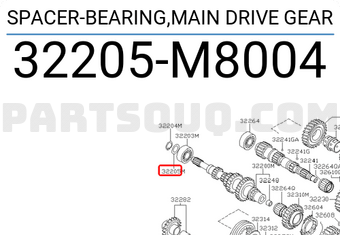Nissan 32205M8004 SPACER-BEARING,MAIN DRIVE GEAR