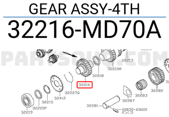 Nissan 32216MD70A GEAR ASSY-4TH
