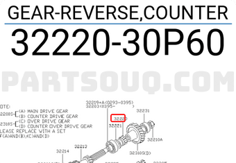 Nissan 3222030P60 GEAR-REVERSE,COUNTER