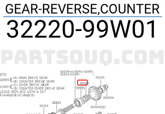 Nissan 3222099W01 GEAR-REVERSE,COUNTER