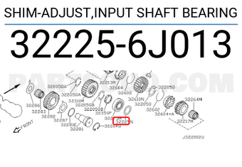 Nissan 322256J013 SHIM-ADJUST,INPUT SHAFT BEARING
