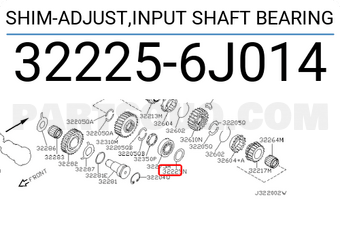 Nissan 322256J014 SHIM-ADJUST,INPUT SHAFT BEARING