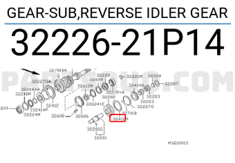 Nissan 3222621P14 GEAR-SUB,REVERSE IDLER GEAR