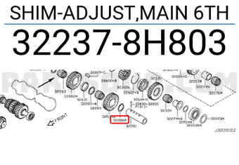 Nissan 322378H803 SHIM-ADJUST,MAIN 6TH