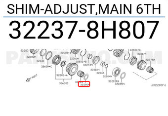 Nissan 322378H807 SHIM-ADJUST,MAIN 6TH
