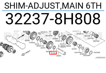 Nissan 322378H808 SHIM-ADJUST,MAIN 6TH