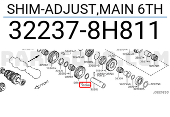 Nissan 322378H811 SHIM-ADJUST,MAIN 6TH