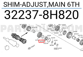 Nissan 322378H820 SHIM-ADJUST,MAIN 6TH